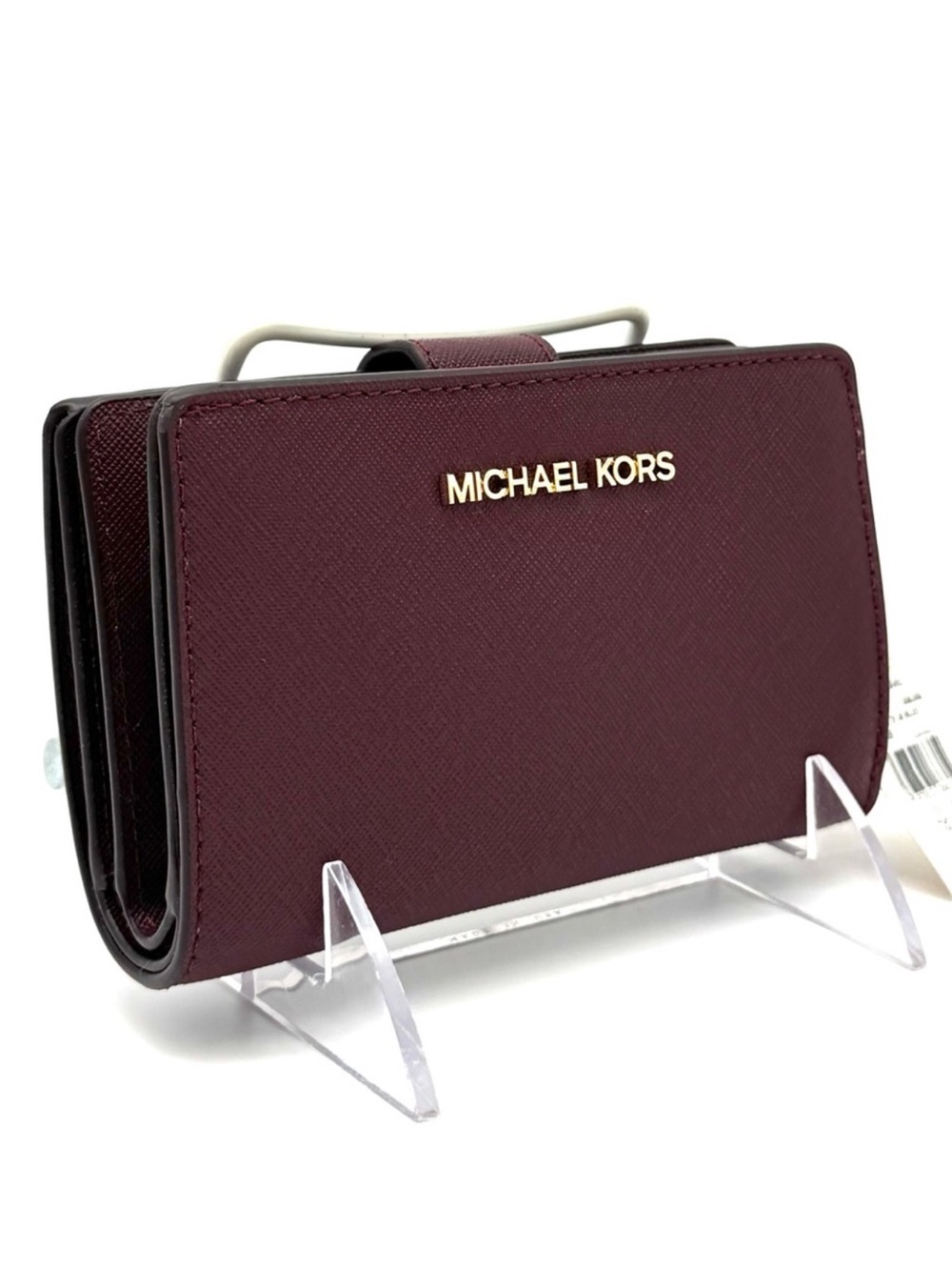 Michael Kors Medium Bifold Zip Chain Wallet Ox Blood